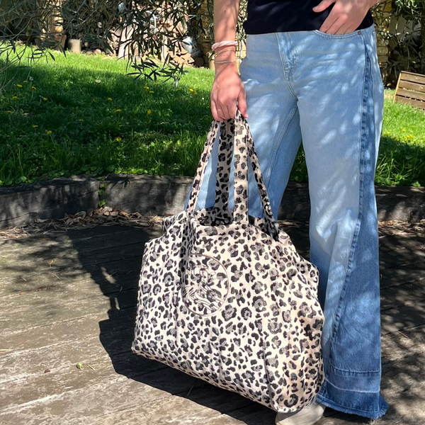 Sac de plage ideal XL - Léopard Velours