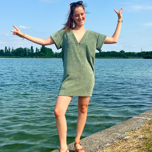 Short Beach Dress - Sixties Summer - Sage
