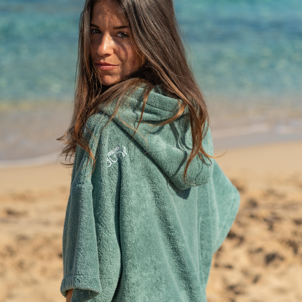 Poncho Premium coton bio - Vert Céladon