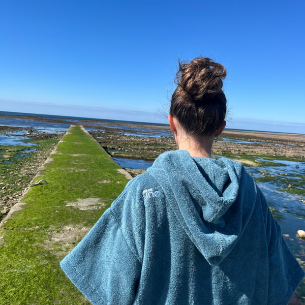 Poncho Premium coton bio - Bleu Lagon