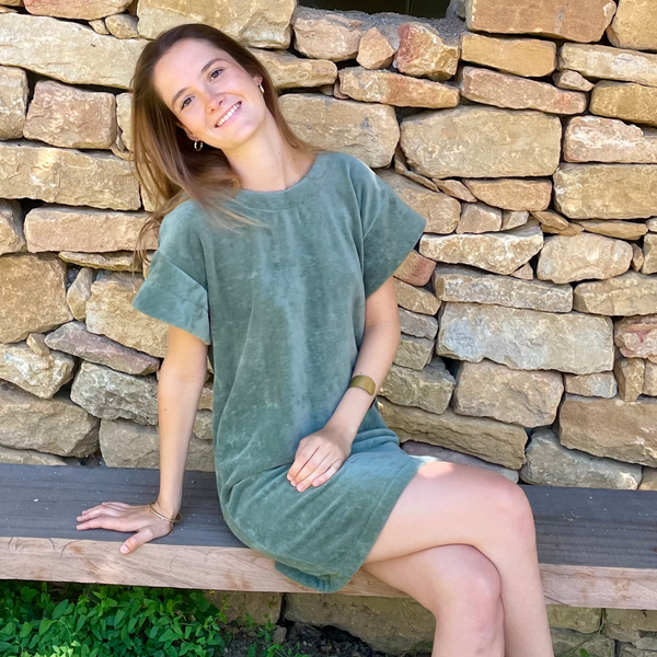 Short Beach Dress - Sixties Summer - Sage