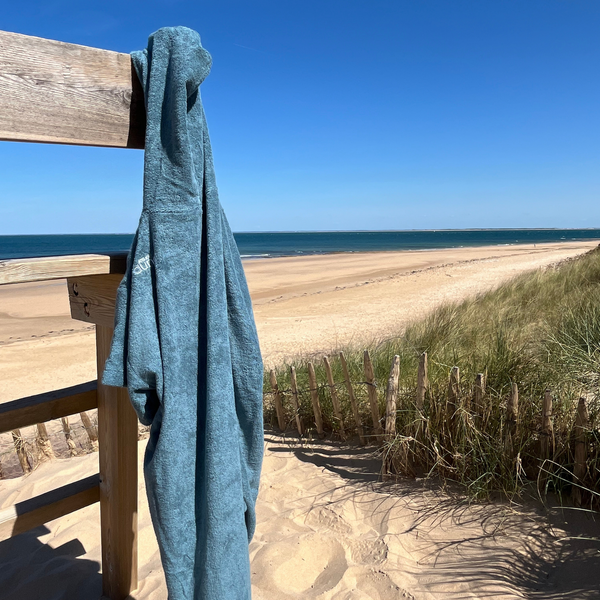 Poncho Premium coton bio - Bleu Lagon