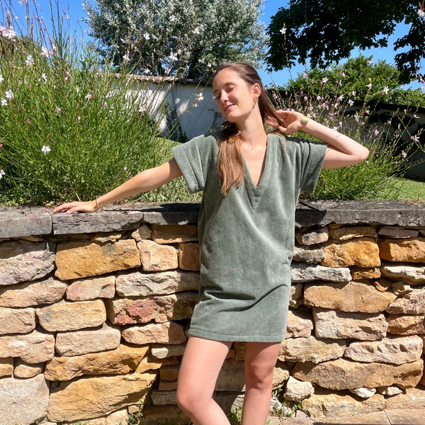 Short Beach Dress - Sixties Summer - Sage