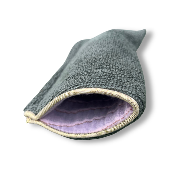 Etui à Lunettes Made in France - Sauge doublure Mauve Lurex