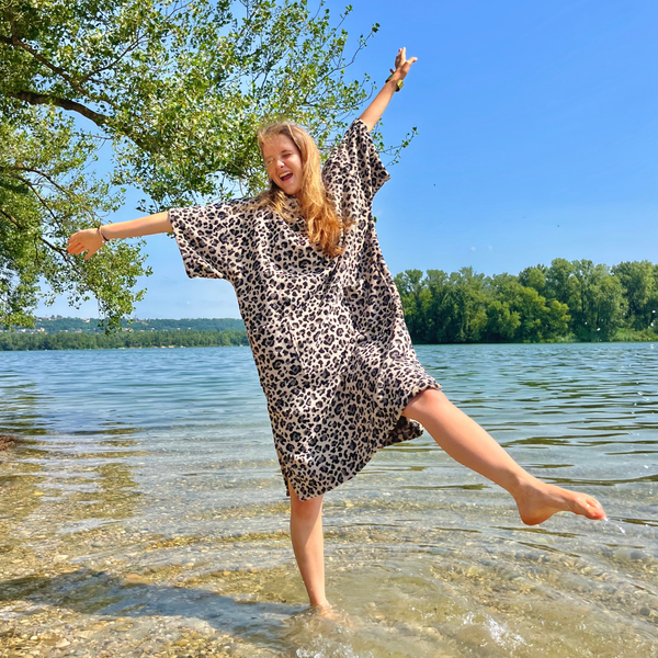 Poncho Premium coton bio - Léopard