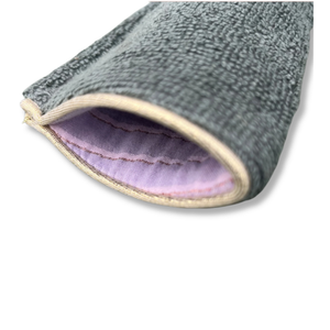 Etui à Lunettes Made in France - Sauge doublure Mauve Lurex
