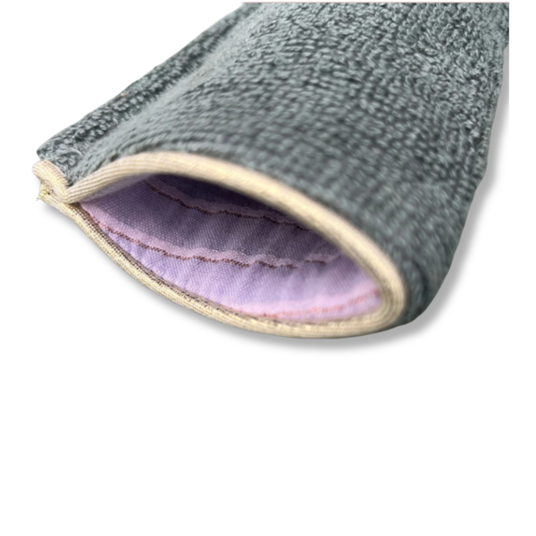 Etui à Lunettes Made in France - Sauge doublure Mauve Lurex