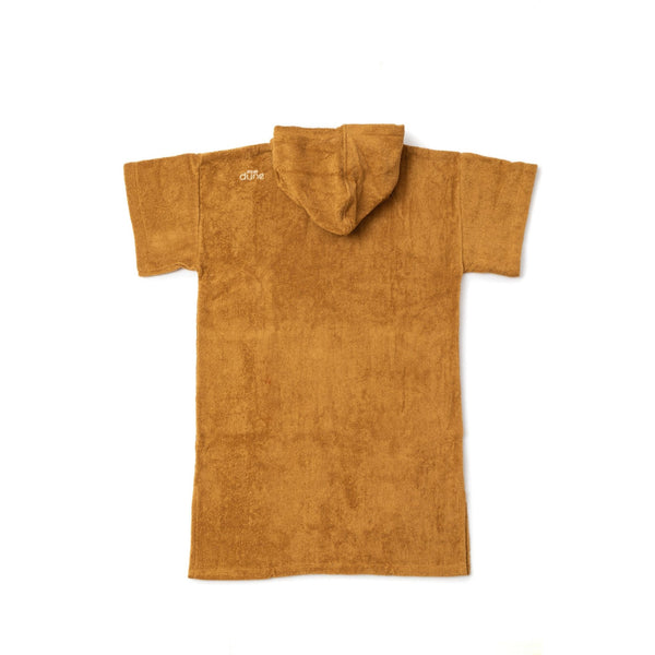 Poncho de bain en coton biologique caramel arrière - Atelier Dune