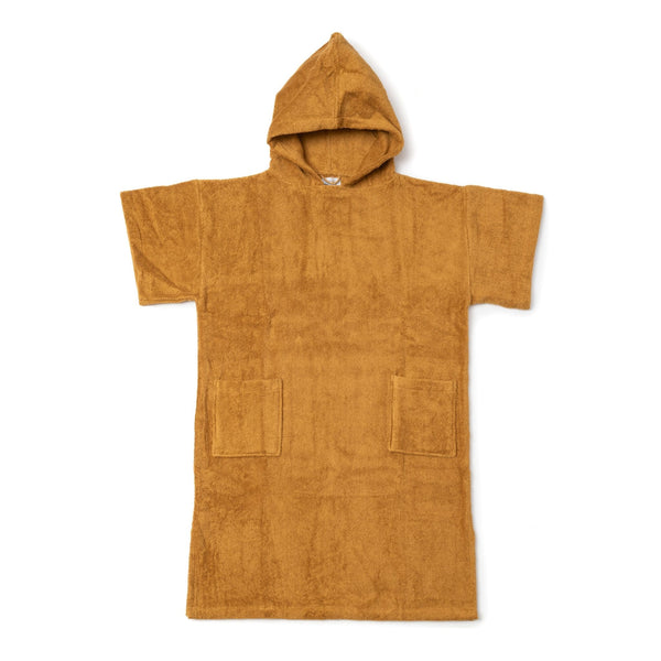 Poncho de bain en coton biologique caramel avant - Atelier Dune