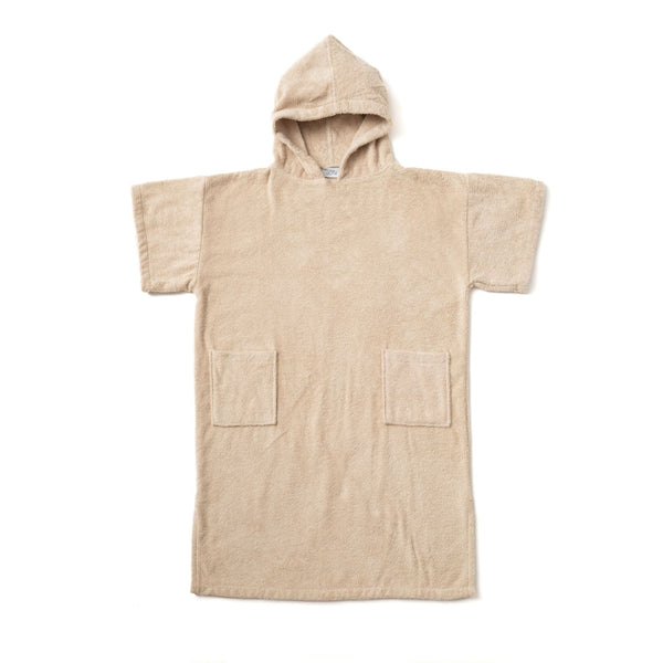 Poncho de bain en coton biologique sable face avant - Atelier Dune