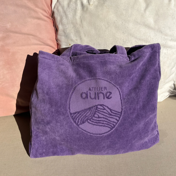 Cabas ideal en coton biologique velours coloris lavande - Atelier Dune