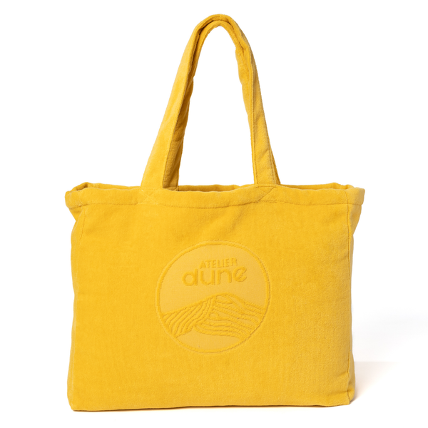 Cabas ideal M en coton biologique velours coloris curry - Atelier Dune