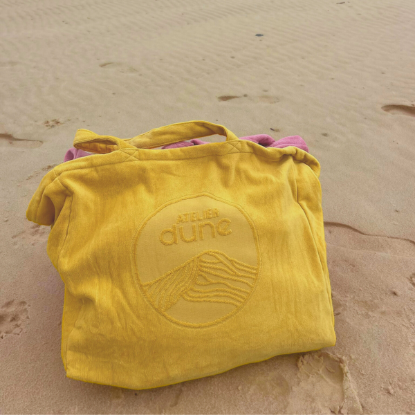 Cabas ideal M en coton biologique velours coloris curry - Atelier Dune