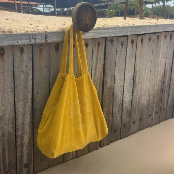 Cabas ideal M en coton biologique velours coloris curry - Atelier Dune