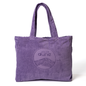 Cabas ideal M en coton biologique velours coloris lavande - Atelier Dune