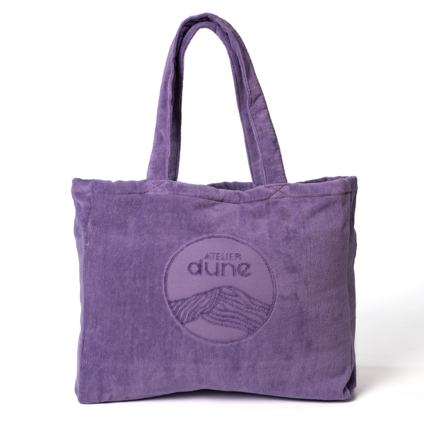 Cabas ideal M en coton biologique velours coloris lavande - Atelier Dune