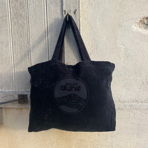 Cabas ideal M en coton biologique velours noir profond - Atelier Dune