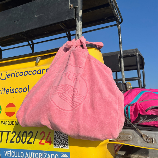 Cabas ideal M en coton biologique velours coloris rose malabar - Atelier Dune