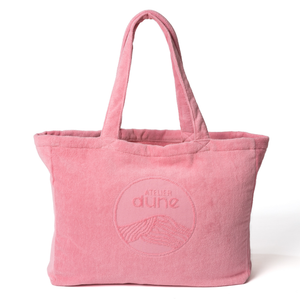 Cabas ideal M en coton biologique velours coloris rose malabar - Atelier Dune