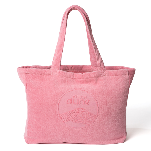 Cabas ideal M en coton biologique velours coloris rose malabar - Atelier Dune