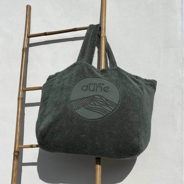 Cabas ideal M en coton biologique coloris sauge - Atelier Dune