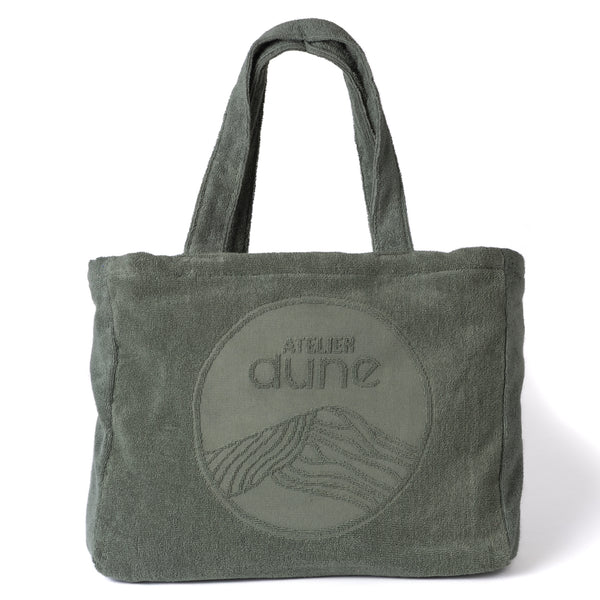 Cabas ideal M en coton biologique coloris sauge - Atelier Dune