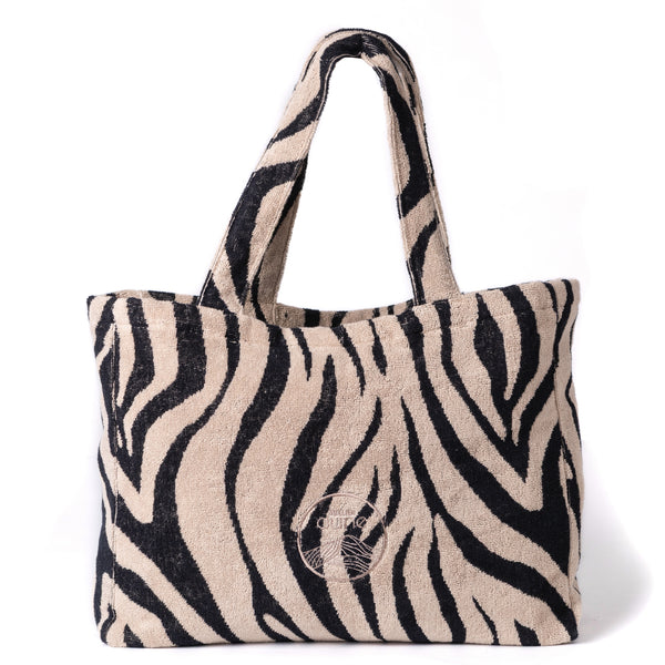 Cabas ideal M en coton biologique motif zebre - Atelier Dune