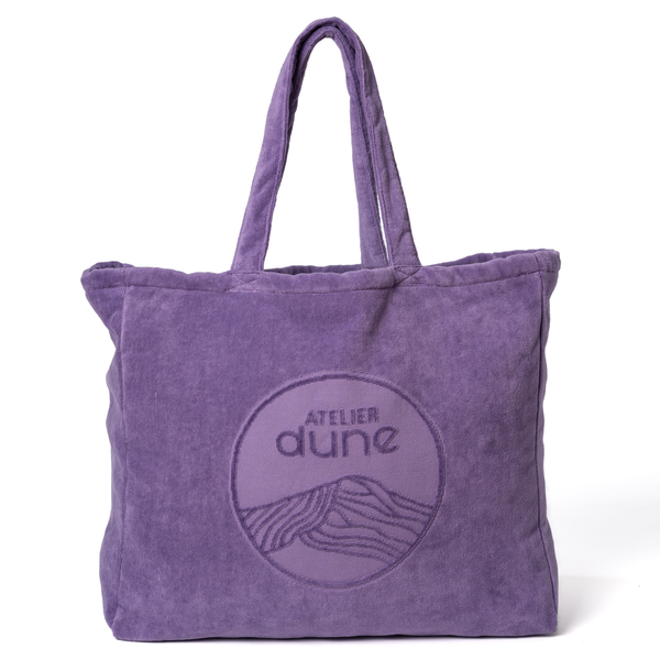 Cabas ideal XL en coton biologique velours coloris lavande - Atelier Dune