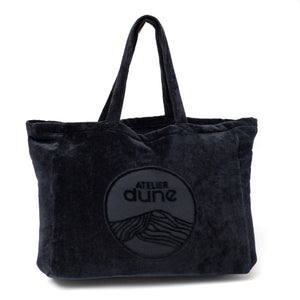 Cabas ideal XL en coton biologique velours noir profond - Atelier Dune