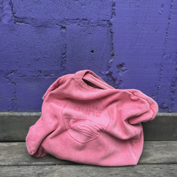 Cabas ideal XL en coton biologique velours coloris rose malabar - Atelier Dune