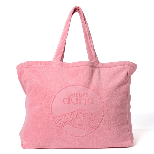 Cabas ideal XL en coton biologique velours coloris rose malabar - Atelier Dune