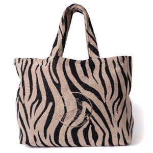 Cabas ideal XL en coton biologique motif zebre - Atelier Dune