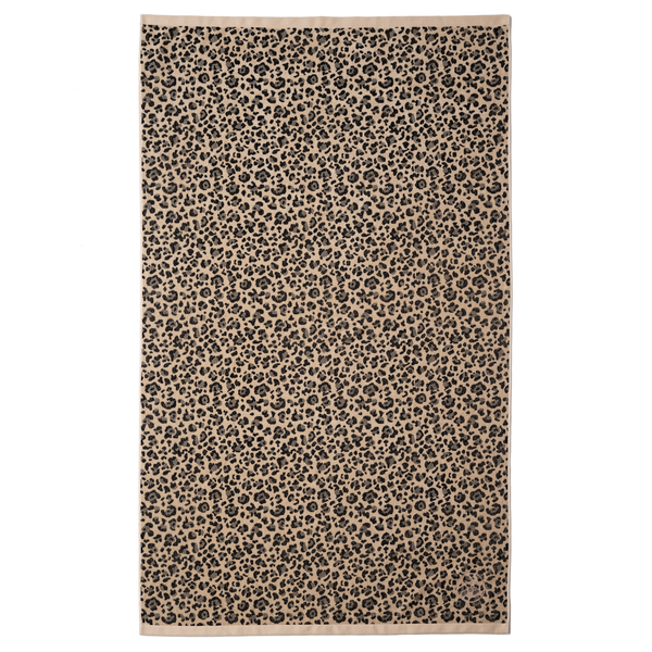 Drap de plage moelleux en coton biologique velours motif leopard - Atelier Dune