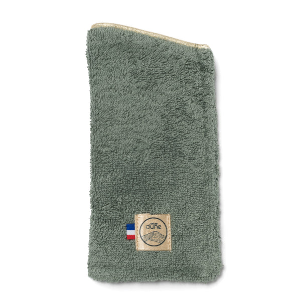 Etui a lunettes made in France coloris sauge avec doublure rose fluo - Atelier Dune