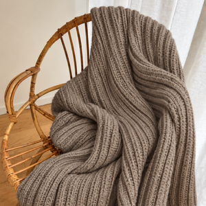 Plaid en laine Mérinos - Cappuccino- en précommande