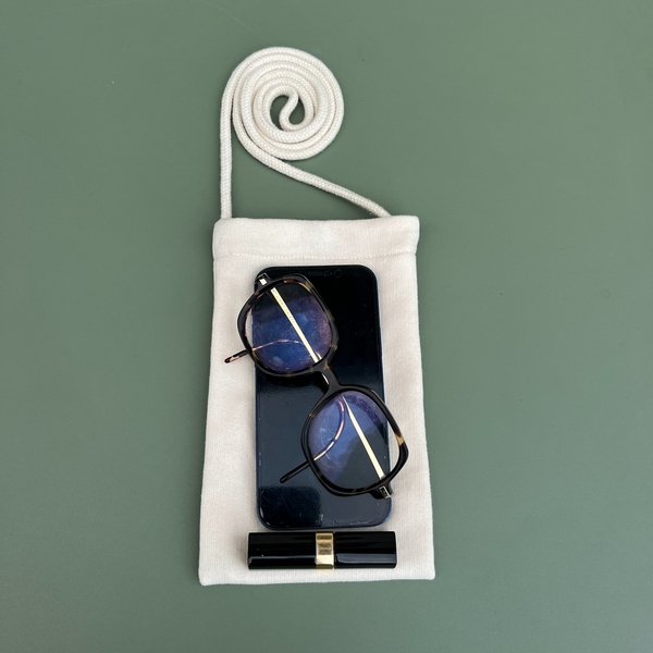 Pochette bandouliere en molleton biologique coloris creme - Atelier Dune