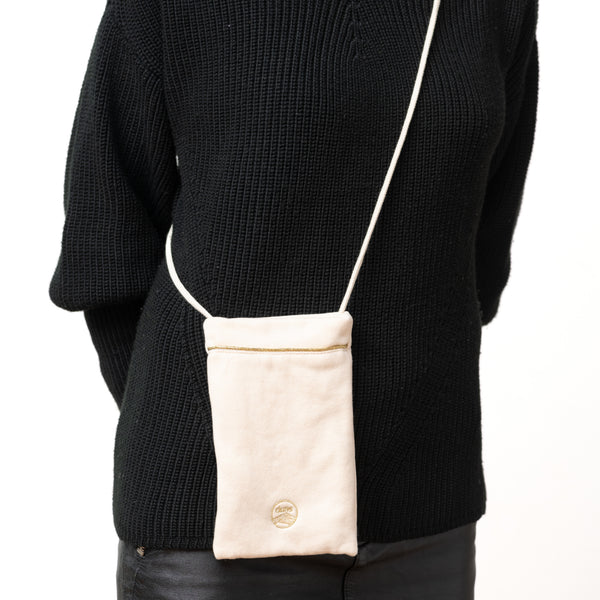 Pochette bandouliere en molleton biologique coloris creme - Atelier Dune