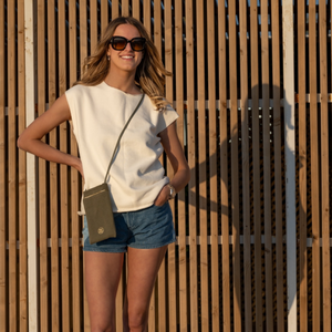Pochette bandouliere en molleton biologique coloris kaki - Atelier Dune