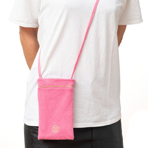 Pochette bandouliere en molleton biologique coloris rose fuschia - Atelier Dune