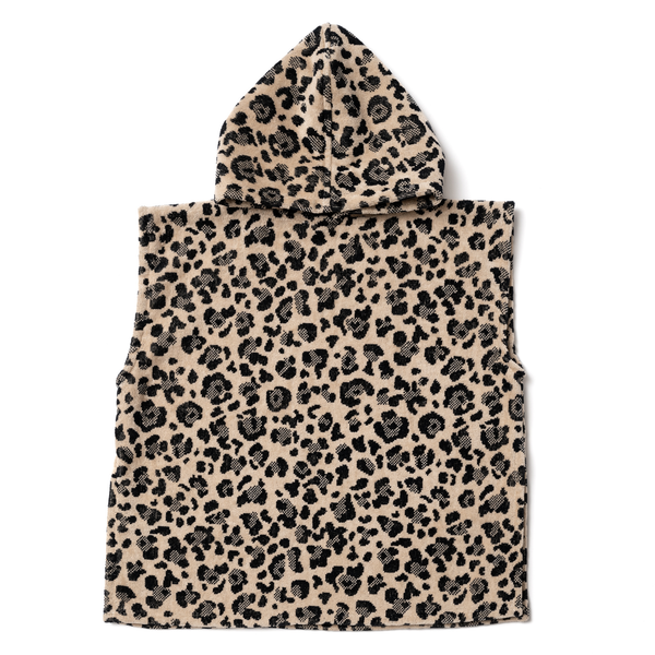 Packshot poncho bebe 0-3 ans en coton biologique motif leopard - Atelier Dune