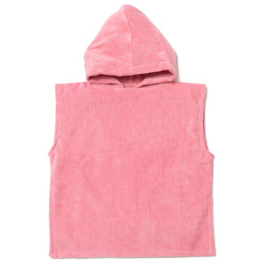 Packshot poncho de bain bebe 0-3 ans en coton biologique rose malabar - Atelier Dune