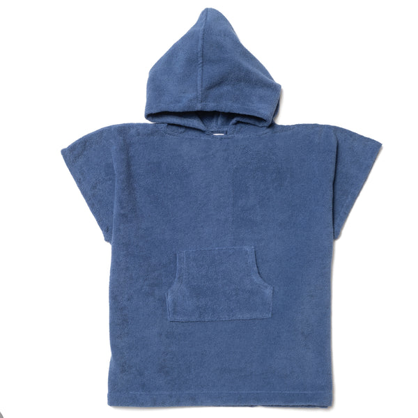 Packshot poncho de bain enfant 4-8 ans en coton biologique outremer - Atelier Dune