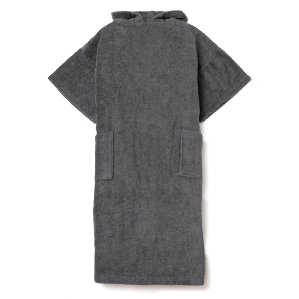 Poncho de bain en coton biologique graphite- vue face avant - Atelier Dune