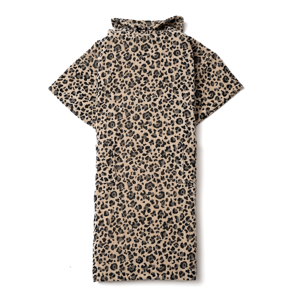 Poncho en coton biologique leopard - vue face avant - Atelier Dune
