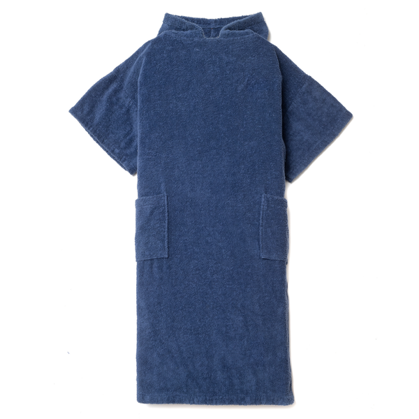 Poncho de bain en coton biologique outremer - vue face avant - Atelier Dune