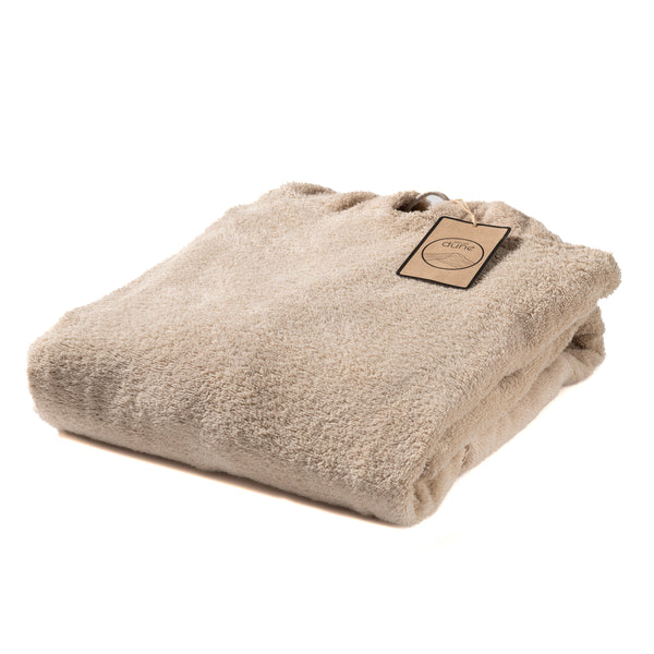 Poncho de bain personnalisable en coton biologique coloris sable- Atelier Dune