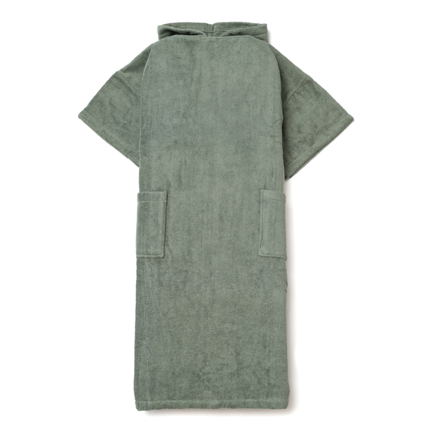 Poncho de bain en coton biologique sauge - vue face avant - Atelier Dune