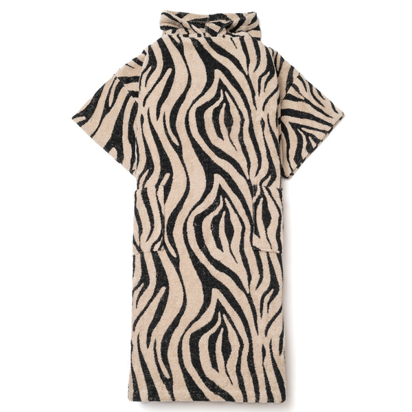 Poncho de bain en coton biologique zebre - vue face - Atelier Dune