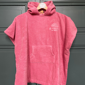 Poncho bebe 0-3 ans en coton biologique personnalise coloris rose malabar - Atelier Dune
