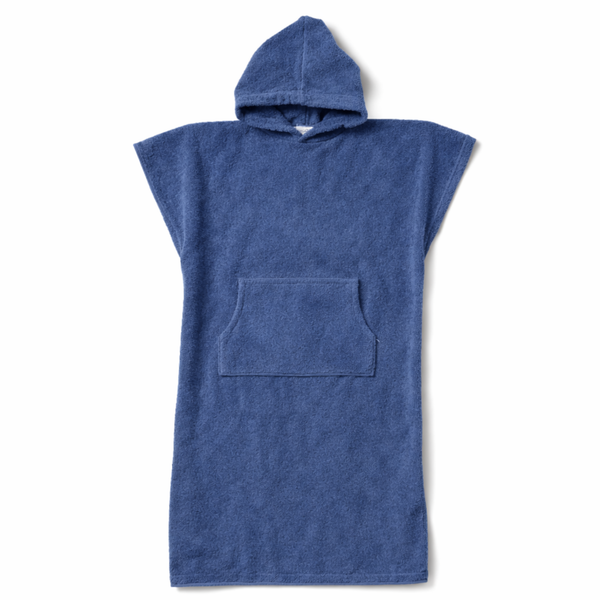 Poncho enfant 10 ans et plus en coton biologique coloris outremer - Atelier Dune